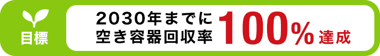 目標 2030年までに空き容器回収率100%達成