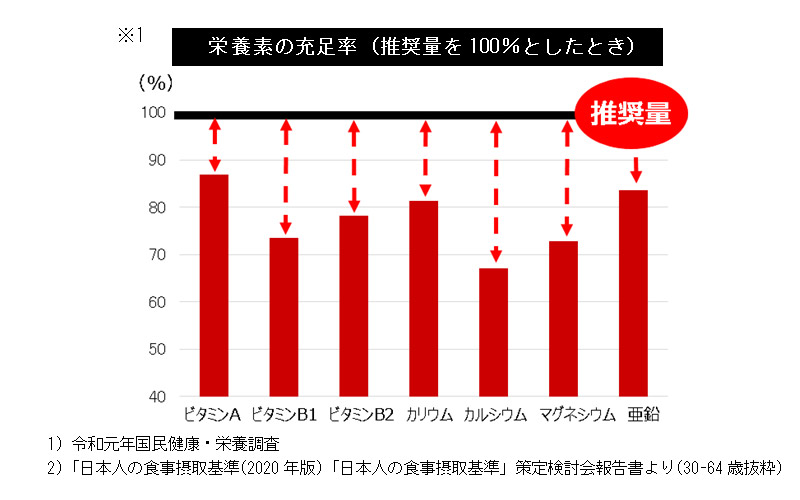 ※1 栄養素の充足率(推奨量を100%としたとき)